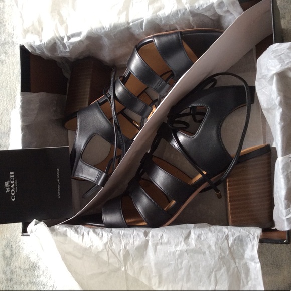 NEW IN BOX Coach Larissa sandal heel black Sz 7.5 - Picture 3 of 6